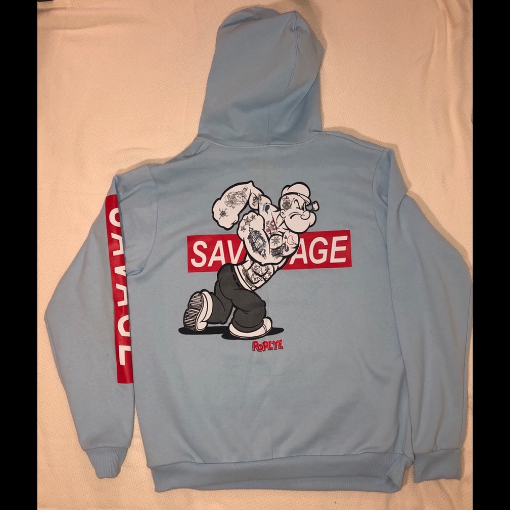 Savage Hoodie Baby Blue Popeyes Unisex